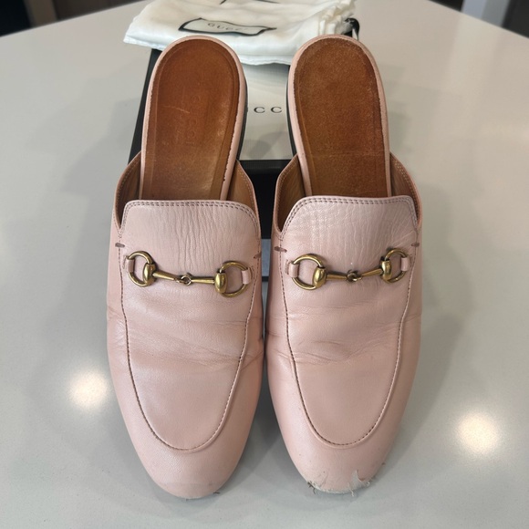 Gucci Shoes - Gucci Pale Pink Leather Horsebit Backless Mules
